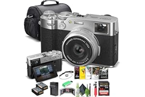 FUJIFILM X100VI Digital Camera (Silver) (16821822) + 64GB Card + Card Reader + NP-W126 Battery + Charger + Photo Software + Carry Case + Flex Tripod + Memory Card Wallet + Cleaning Kit + Cap Keeper