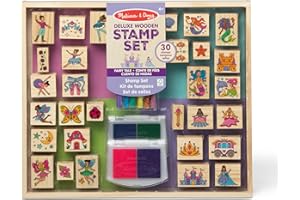 Melissa & Doug Deluxe Wooden Stamp and Coloring Set – Fairy Tale (30 Stamps, 6 Markers, 2 Durable 2-Color Stamp Pads) Fairy T