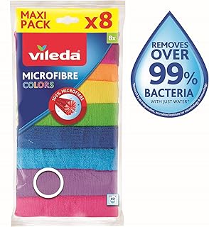 Vileda Microfaser Allzwecktücher Colors Multipack Microfaser, Mehrfarbig, 8er Pack