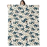 Shark Blanket Gifts for Boys Girls Kids, Ocean Sea Animal Warm Soft Flannel Throw Blankets for Travel, Sofa, Living Room, Bedroom Decor, 50x60 in