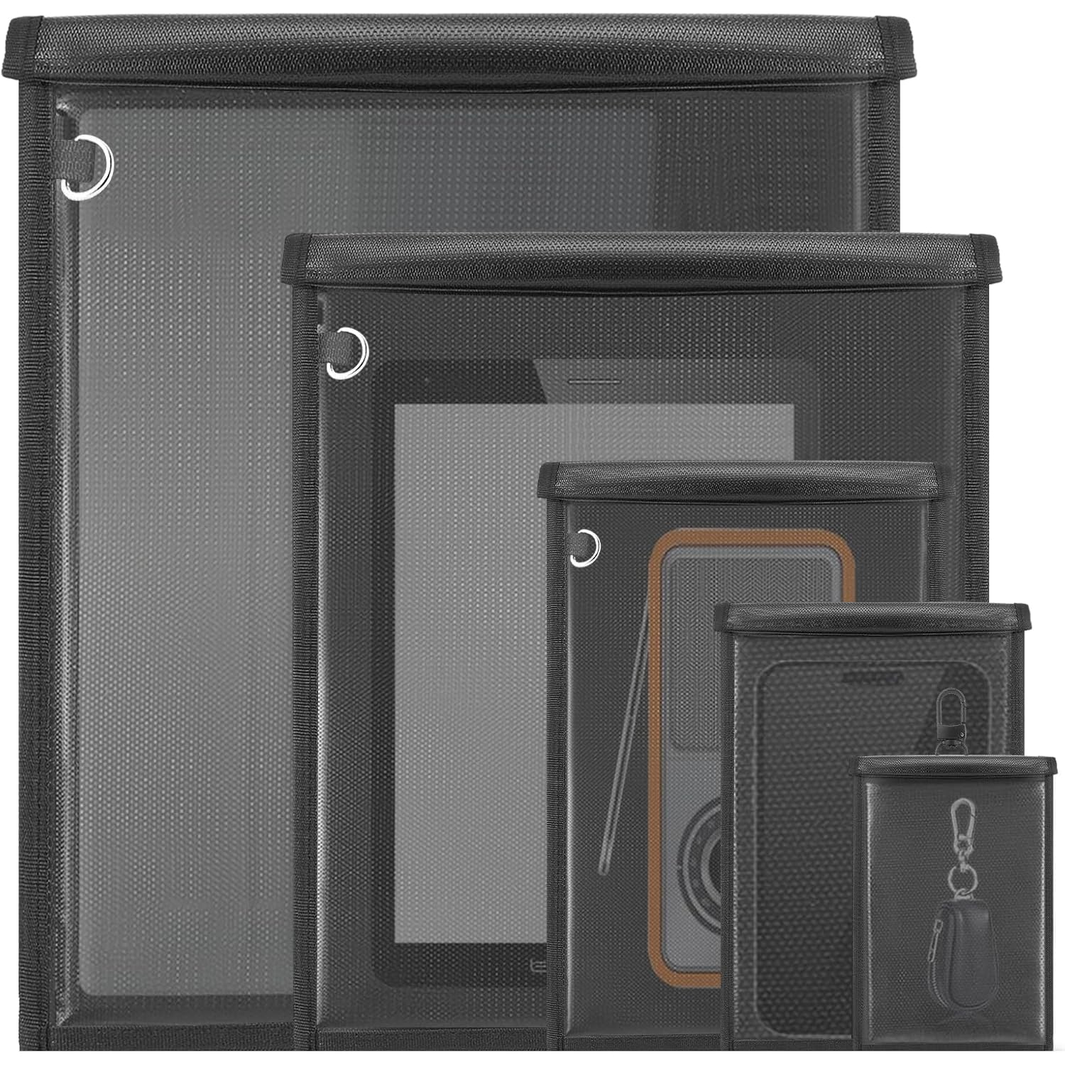 Photo 1 of 5 Pack Faraday Bags for Laptops & Tablet & Radio & Phones & Car Keys, Faraday Cage, Faraday Key Fob Protector, Waterproof & Fireproof RFID Bag, EMP Bags for Electronics