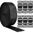 CooBigo 2" Buckles Straps Set:6 Pack Quick Release Buckles+10 Yard Webbing Straps 2 Inch Wide+12 Pcs Tri-Glide Sliders, Plastic Buckle Dual Adjustable Webbing No Sewing