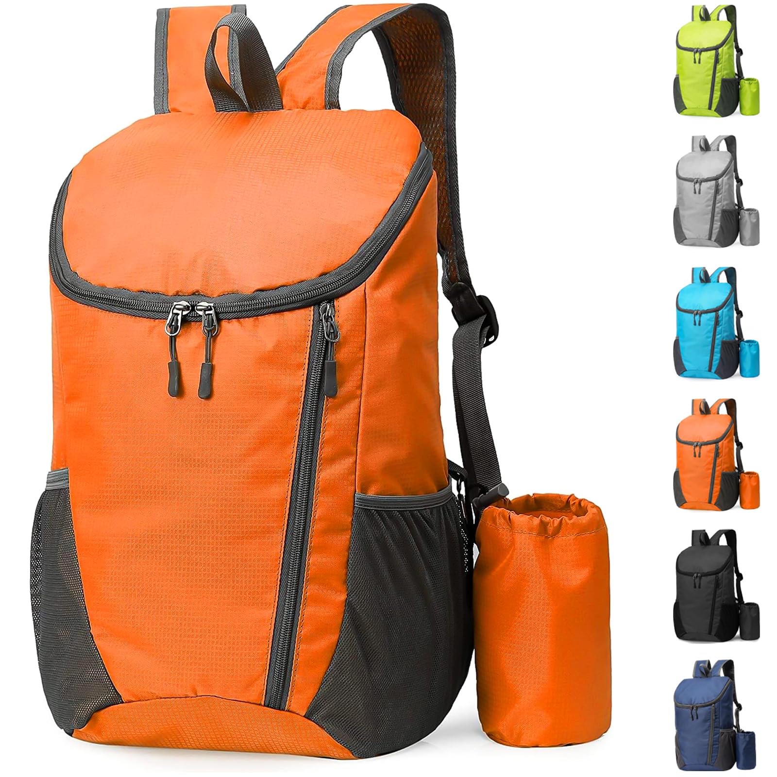 Yoolly Lightweight Foldable Backpack, Small Hiking Rucksack, Waterproof Packable Backpack for Men Women Kids, Durable Rucksack for Outdoor Sport Travelling Hiking Camping Biking Walking (Orange)
