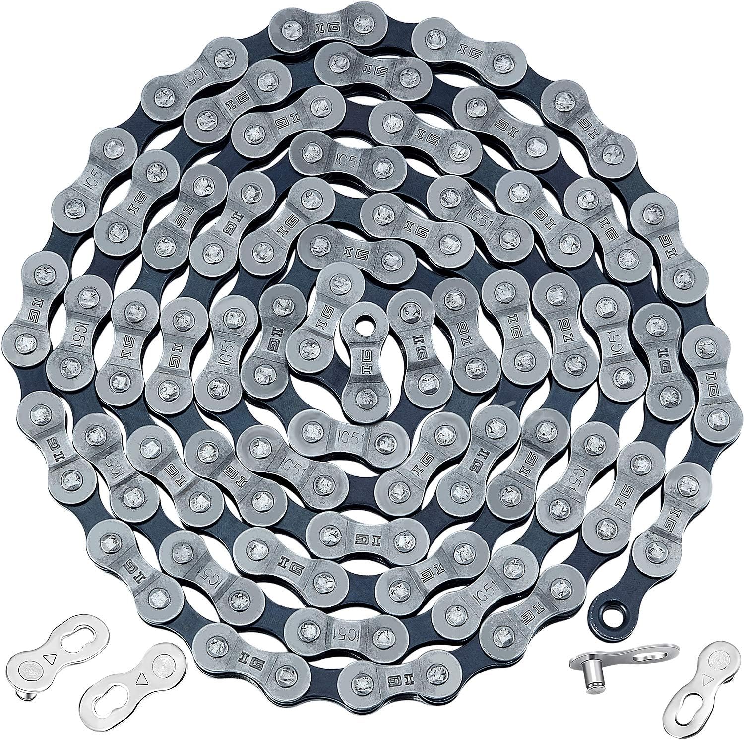 6/7/8-Speed Bicycle Chain 1/2 x 3/32 Inch 116 Links Bike Chain with 2 ...