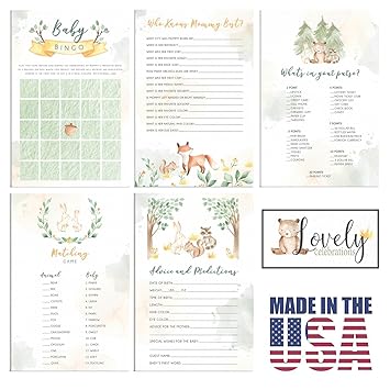 Amazon Com Lovely Celebrations Woodland Themed Baby Shower Games Amazon Com Lovely Celebrations Woodland Themed Baby Shower Games