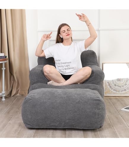 Pouffe Chair Small Round Faux Leather Ottoman Stool Beanbag Pouf