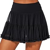 Stelle Women's High Waist Athletic Skorts with Shorts Pockets Ruffle Flowy Mini Cake Skirt Layered Pleated Cute Casual Summer