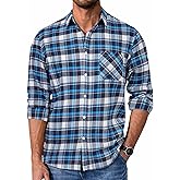 COOFANDY Mens Flannel Shirts Long Sleeve Plaid Button Down Shirt Casual Cotton Shirt with Pocket