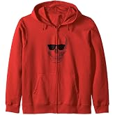 Cool Smiling Skull With Sunglasses Zip Hoodie