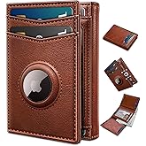 miyozi Airtag Wallet for Men,with Cash Pocket 2 ID Window 14-16 Cards Magnetic Closure Slim Trifold Leather Wallet 4.0"x3.1", RFID Blocking Front Pocket Wallet with Gift Box