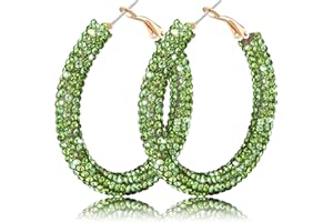 NLCAC Glitter Hoop Earrings Bohemian Sparkle Resin Rhinestone Wrapped Hoop Dangle Earrings for Women