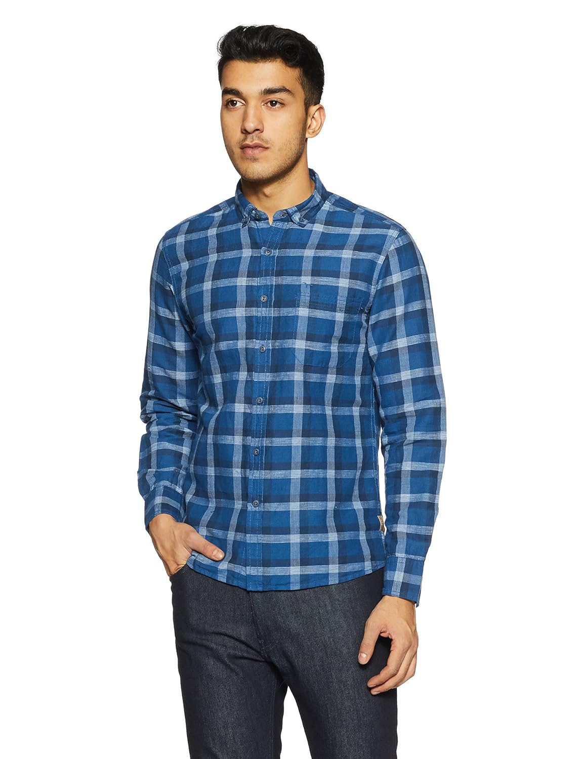 flying machine men's checkered slim fit casual shirt