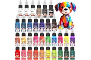 ART HOOM 30 Colors Airbrush Paint Set with 3 Paint Thinner Bottles - Ready to Spray Vibrant Regular, Fluorescent, Metallic & Pearlescent Shades, Model Paint for Artists, Hobbyists, DIY Crafts, Each 20 ML