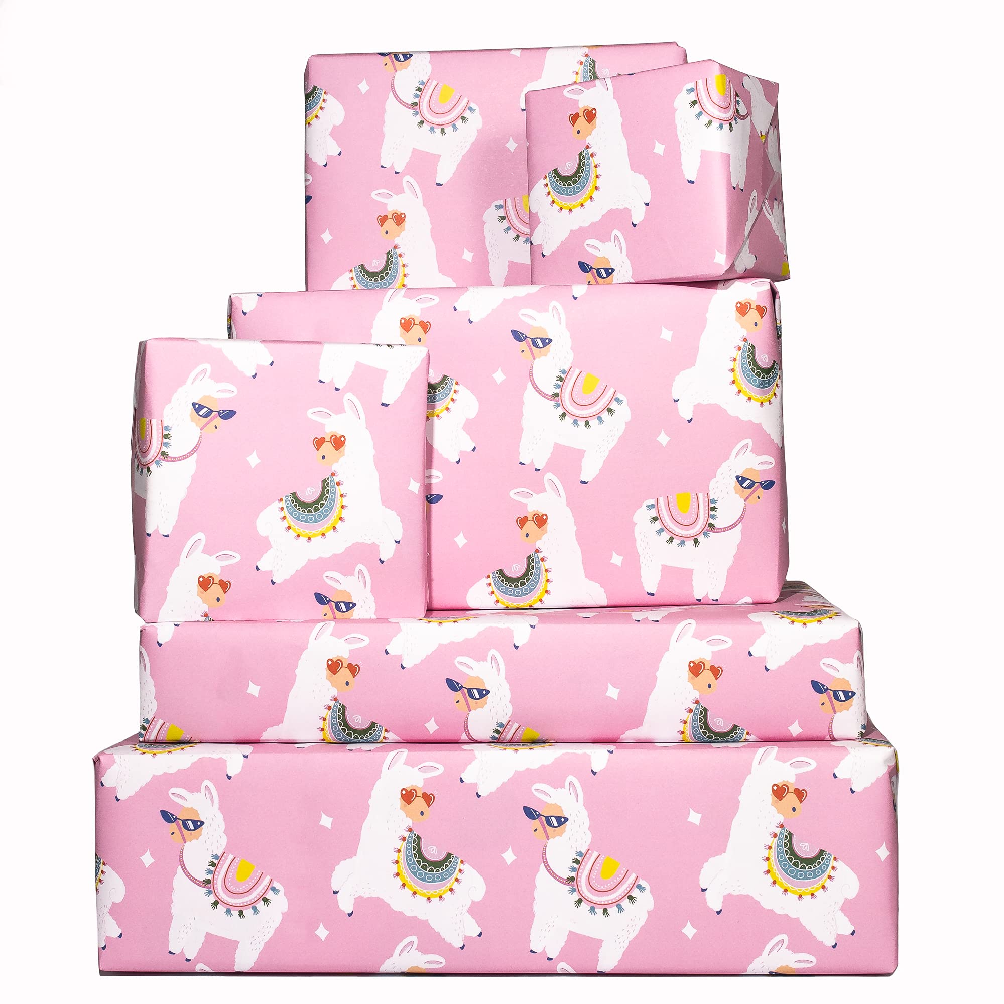 Photo 1 of CENTRAL 23 - Llama Wrapping Paper - 6 Gift Wrap Sheets - Sassy Llamas - Pink - Birthday Wrap for Women Her Girls Teenagers