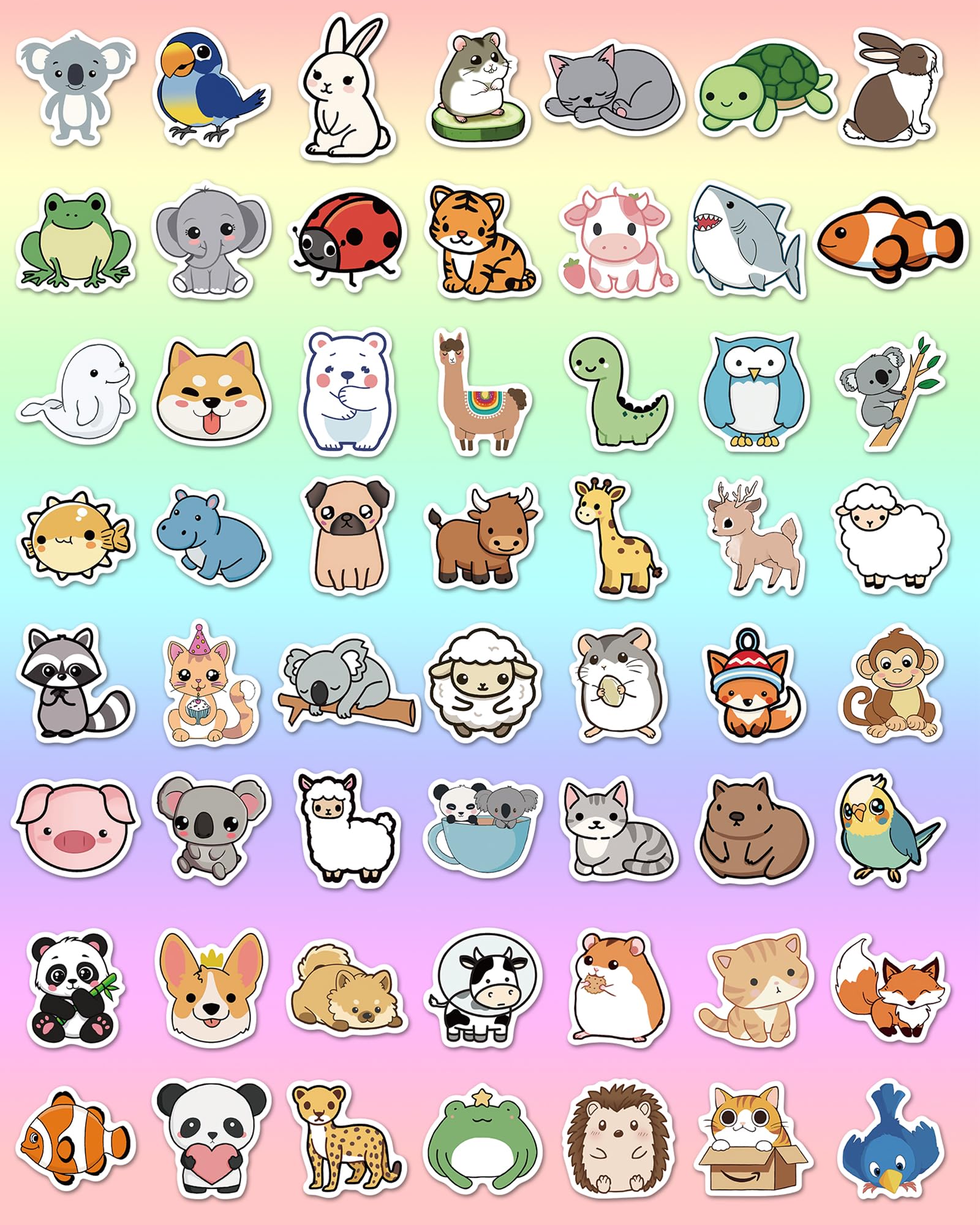 100 Pcs Animal Stickers for Kids, Cute Water Bottle Stickers for Kids Waterproof, Vinyl Laptop Kid Sticker Pack, Kid Classroom Prizes for Elementary Students