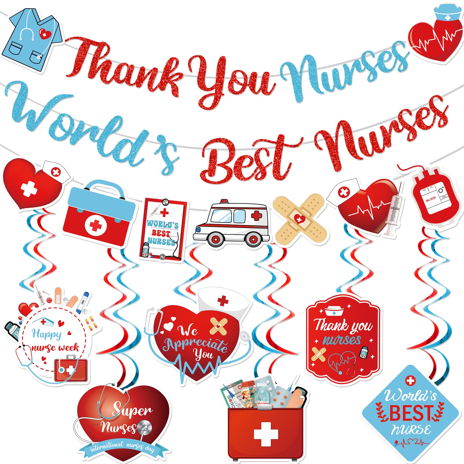 Photo 1 of Thank You Nurses Banner Nurse Week Decorations Happy Nurses Week Banner Nurse Appreciation Week Hanging Decorations for Nursing School Party Decorations