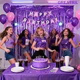 GREATRIL Purple Tinsel Curtain Backdrop Pack of 2 3.2 ft x 8.2 ft view 2