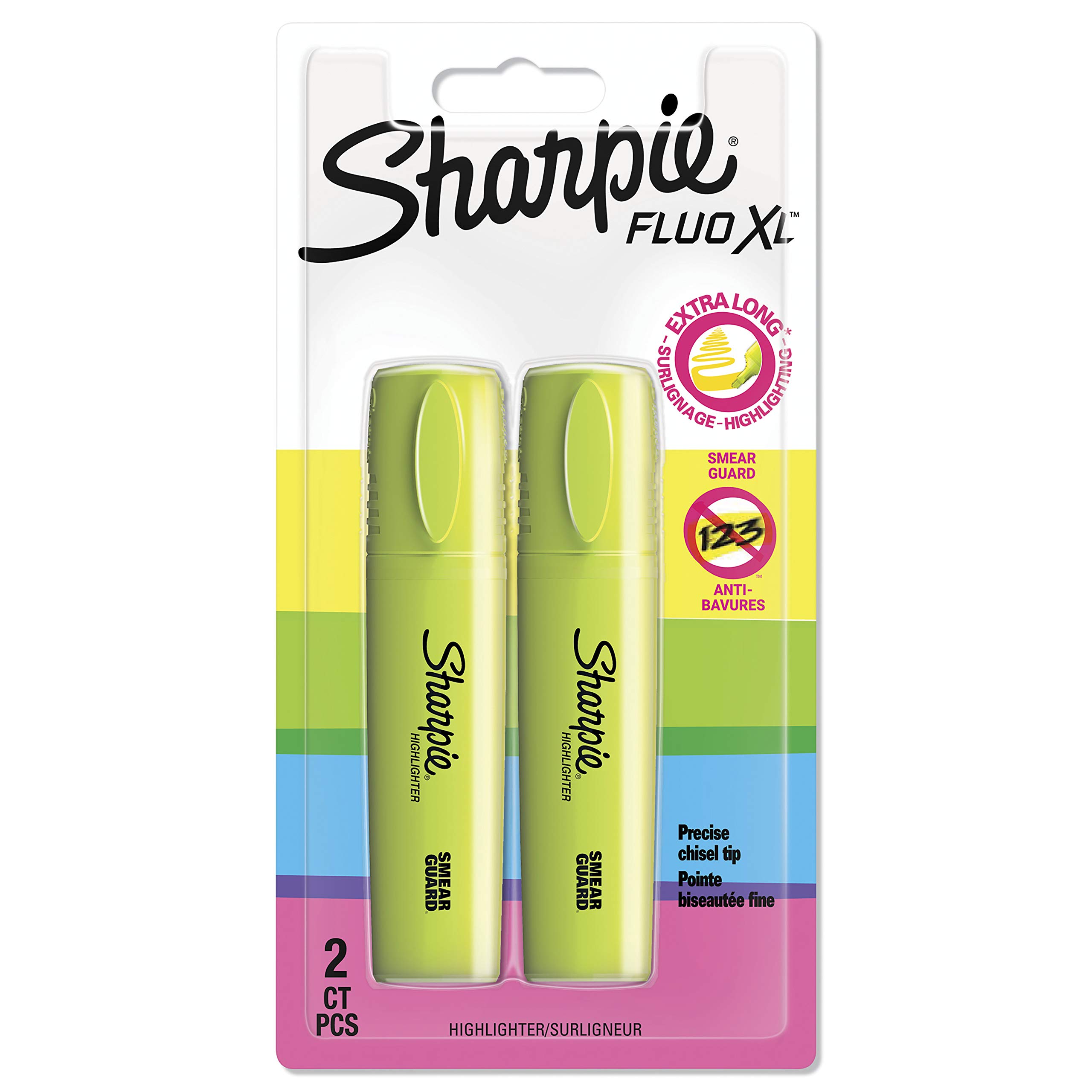 Sharpie Fluo XL Highlighters | Chisel Tip | Fluorescent Yellow | 2 Count