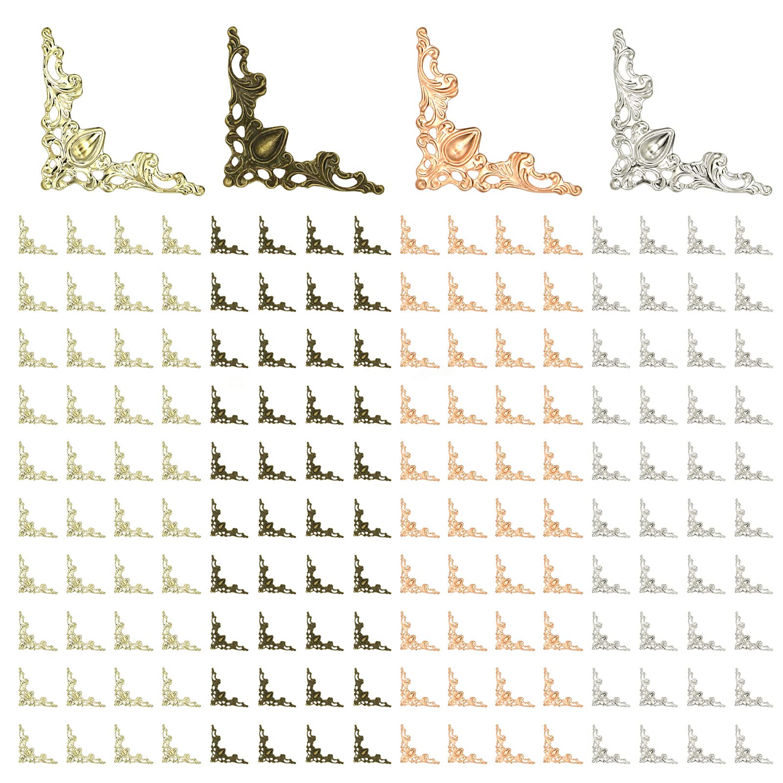 Photo 1 of 160 Pcs Book Corner Protector Box Book Scrapbook Album Corner Decorative Protector Cover, Menus Album Corner Decorative Protector Cover for Box Gifts (4 Color)