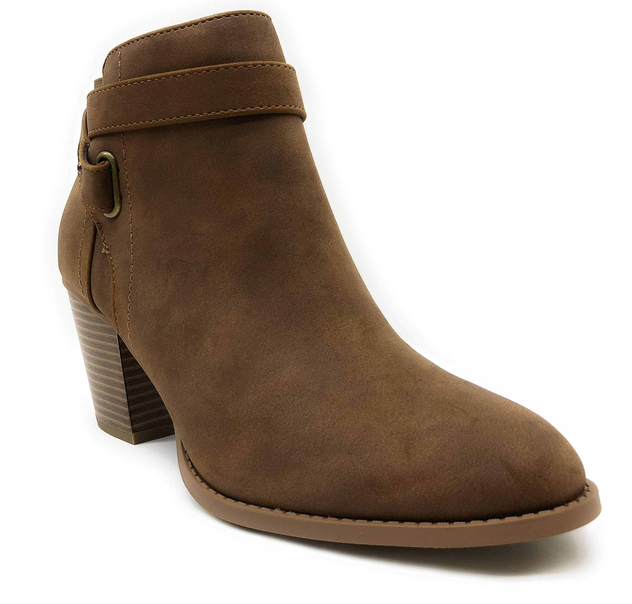 Women's JDKABUKI Strappy Criss Cross with Button Buckle Casual Dress Ankle Bootie (8 B(M) US, Light Brown NB) - Image 4
