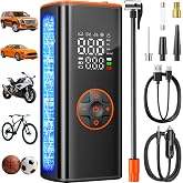 Rockspree Tire Inflator Portable Air Compressor, 180 PSI Cordless Tire Pump | 20L/min fast inflation and 12V dual power, automatic shutoff