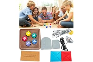 Audbene Gonggi Korean Game Stone Set,Traditional Korean Tossing Stone Game, Korean Gonggi Jack Stone Pebbles Set(BrownBase, Full Set)