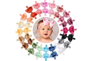 CÉLLOT Baby Girls Headbands Grosgrain Ribbon 4.5" Hair Bows Headband Big Bow Hair Bands for Toddler Pack of 20