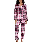 ENJOYNIGHT Womens Cotton Flannel Pajamas Set Long Sleeve Button Down Sleepwear Set