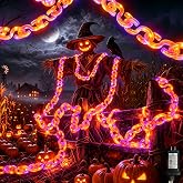 amadecohome 10 ft Halloween Chain Lights, Orange Purple Halloween Lights | Waterproof, Timer, 8 Lighting Modes, Spooky Halloween Decor for Yard, Porch, Patio and Parties