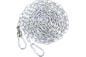 LIBBIPAW Heavy Duty 10FT Galvanized Dog Chain for Yard, Chew Proof Rust Resistant Tie Out Cable with 360° Swivel Hook, Tangle Free Runner Leash for Dogs up to 100lbs (3MM 10FT)