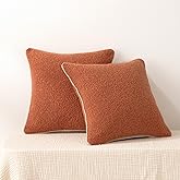 Amazon Basics Boucle Throw Pillow Covers for Couch, Living Room, Home Decor with Hidden Zipper, Brown, 20×20in, Pack of 2