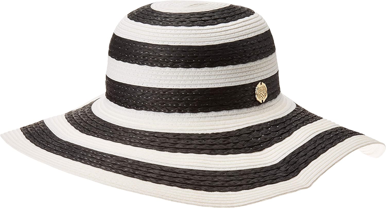 Vince Camuto Women's Woven Straw hat, Black White, One Size at Amazon