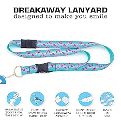Buttonsmith Flamingos Breakaway Lanyard - with