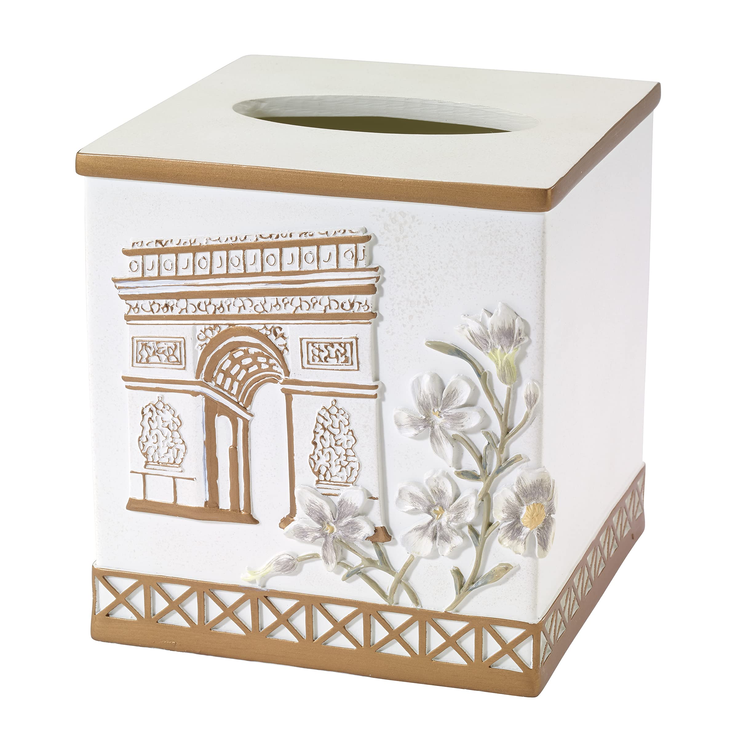 Photo 1 of ***CRACKS*** Avanti Linens - Tissue Box Cover, Hand Painted Resin, Countertop Accessories, Chic Bathroom Decor (Paris Botanique Collection)