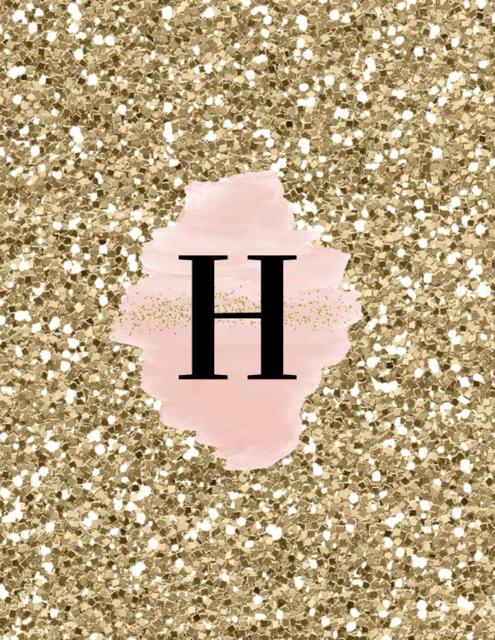 INITIAL "H" GOLD GLITTER GLOSSY LINED NOTEBOOK (8.5 × 11, 200 PAGES)