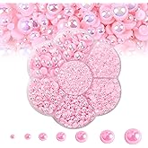5600PCS Half Round Pearls Flatback Imitation Pearls for Crafts,7 Sizes for DIY Nails Art Crafting,Jewelry Making, Shoes,Cup,Phone Decoration (15 Light Pink AB)