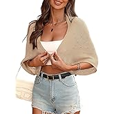 BB&KK Womens Crochet Shrug Summer Cardigan Bolero Open Front Lightweight Knit Cropped Boho Loose Sheer Sweaters
