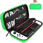daydayup Switch Carrying Case Compatible with Nintendo Switch/Switch OLED, with 20 Games Cartridges Protective Hard Shell Travel Carrying Case Pouch for Console & Accessories