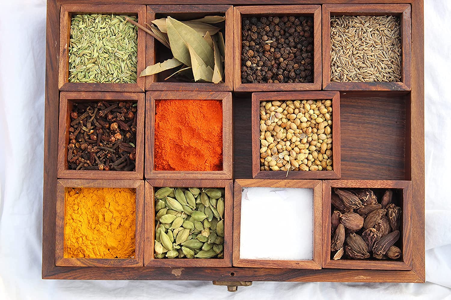 ARTISTIC Wooden Spice Boxes 12 Containers Box With Spoon in Sheesham