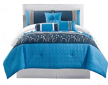 Amazon Com Legacy Decor 7 Pc Microfiber Aqua Blue And White