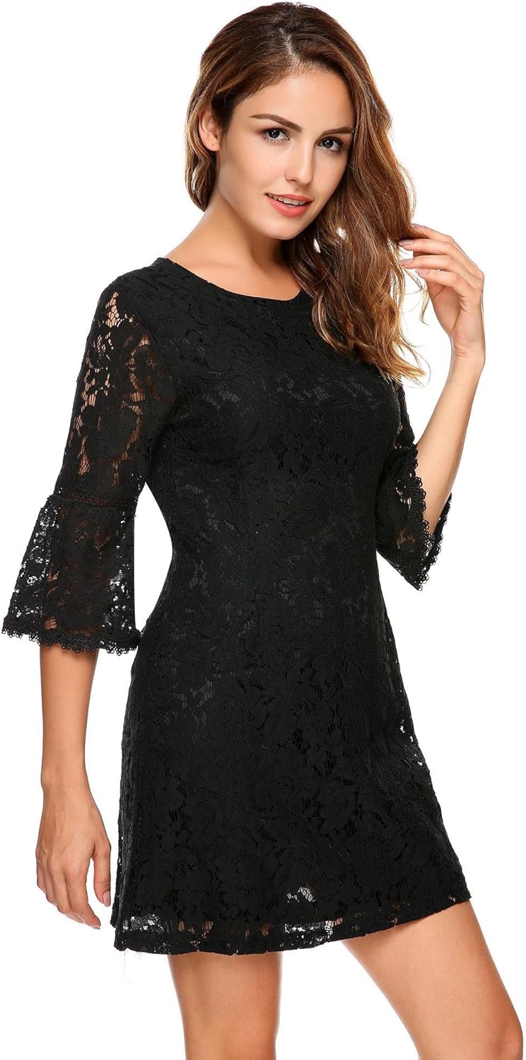 black lace shift dress
