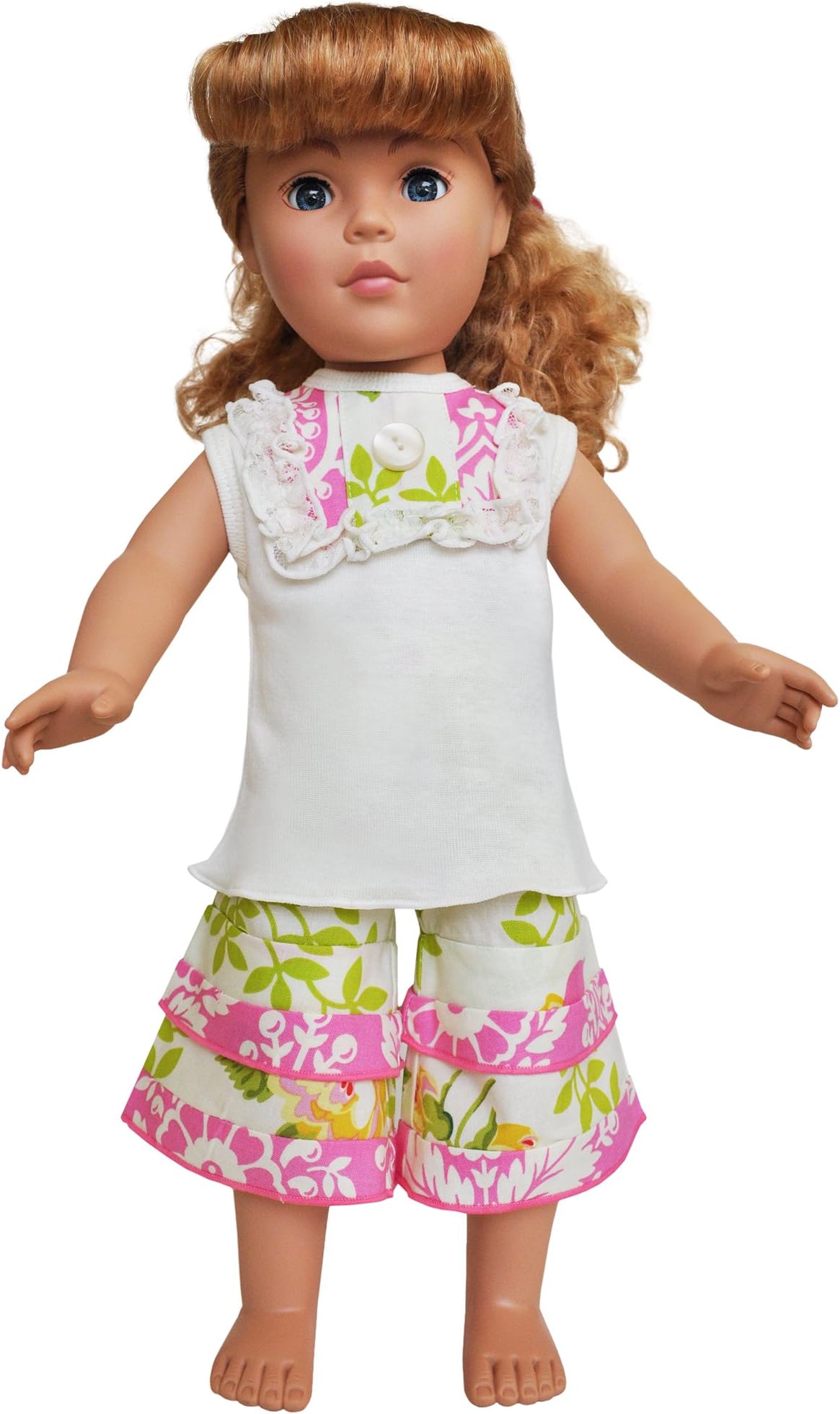 AnnLoren Pink Floral Birds Shirt & Pant Clothing set fits American Girl Dolls