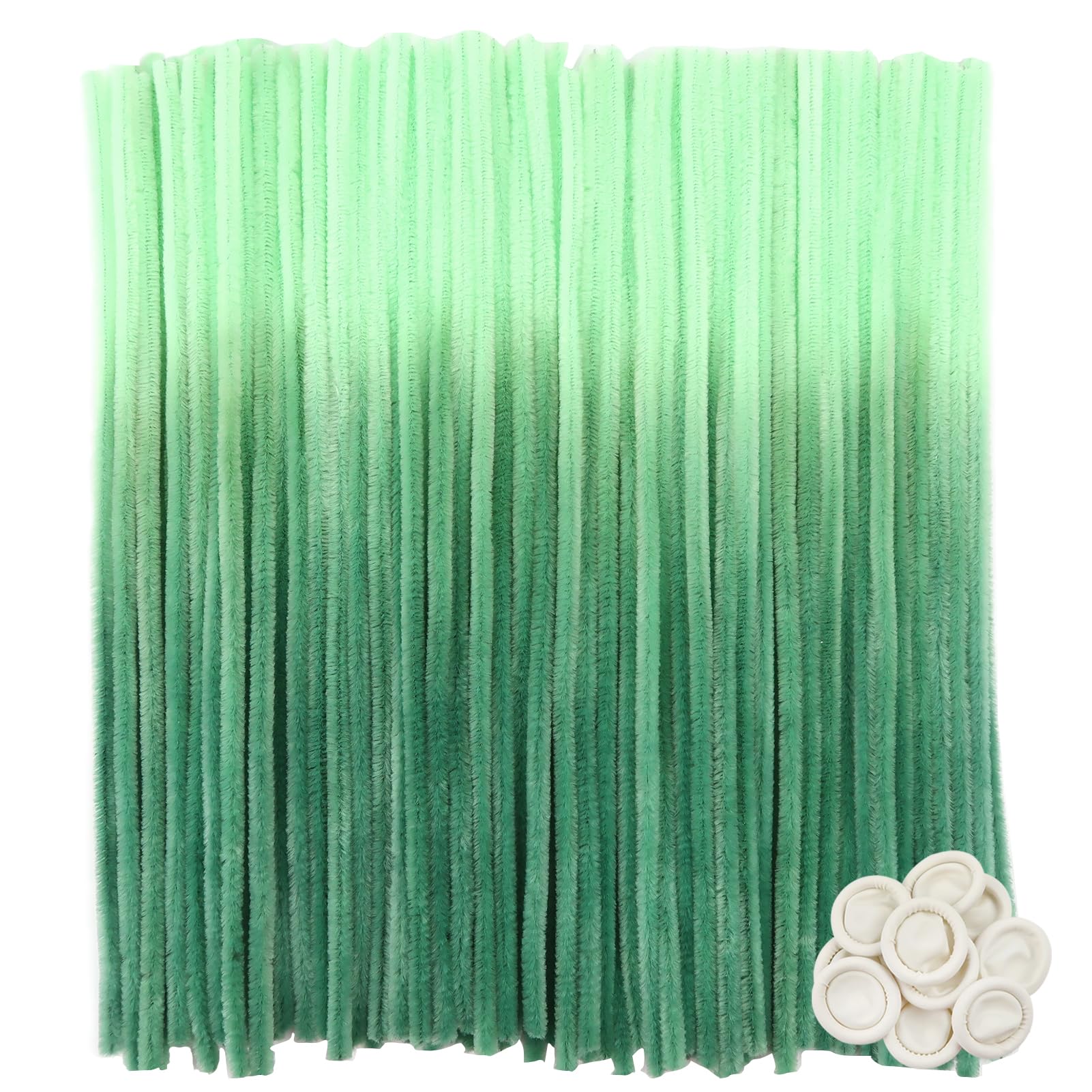 TOAOB Pack of 100 Chenille Pipe Cleaners Gradient Green 30 cm Long and 6 mm Wide for Crafts and Decoration DIY