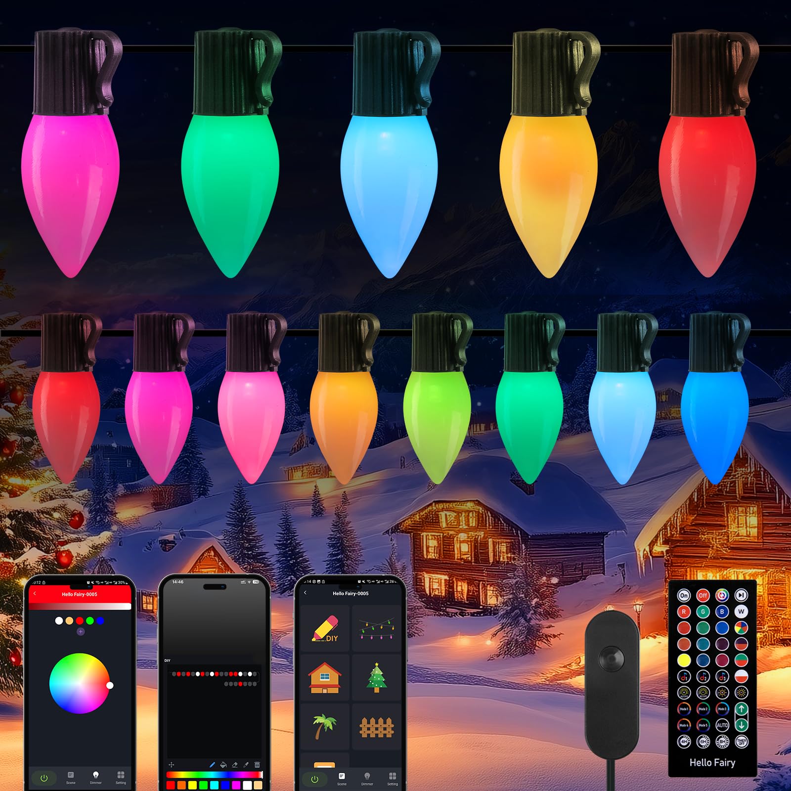 Brightown C9 LED Christmas Lights Outdoor, 100 LED RGB Smart Christmas ...