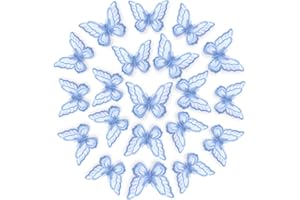 VSHINIC 12pcs Butterfly Lace Trim, Lace Butterfly Applique Patches,Double Layers Organza Butterfly Lace Fabric Embroidery Sewing Lace DIY for Wedding Bride Hair Dress Hat Accessories (Blue)