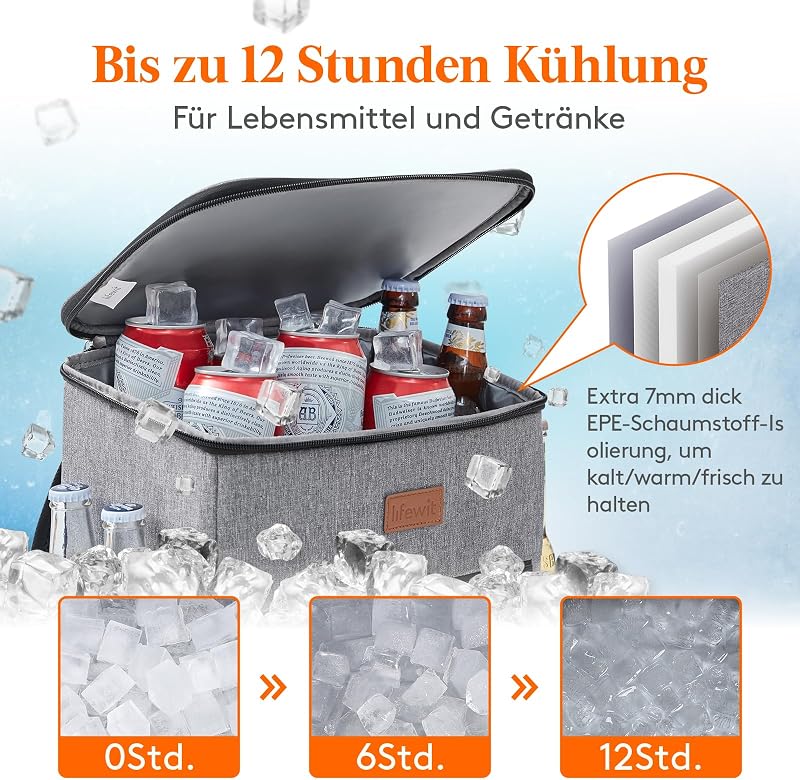 21L 30 Dosen Kühlrucksack Kühltasche Groß Isoliert Cooler Bag