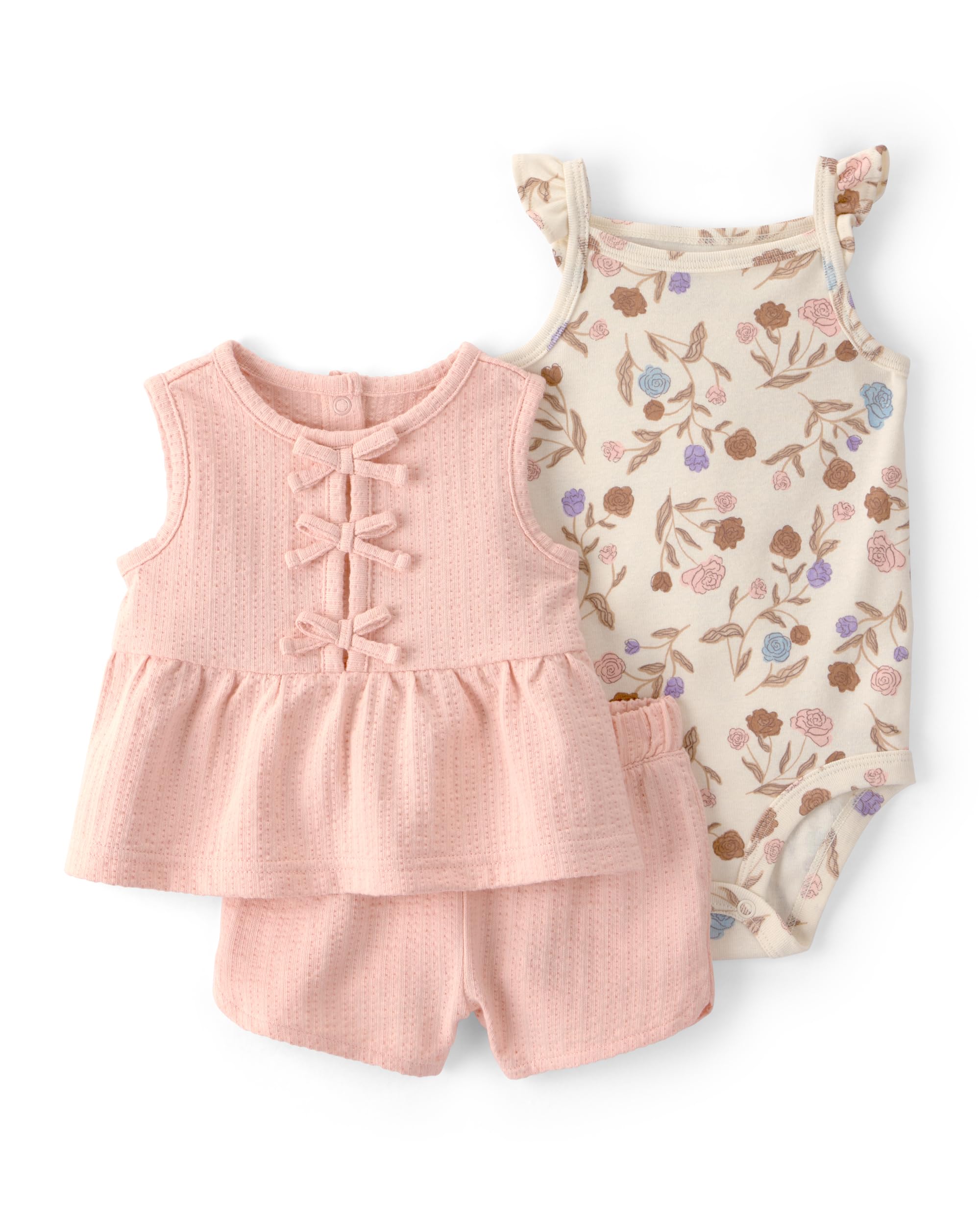 Carter’s Girl 3-Piece Short Set, Pink/Cream, 18M