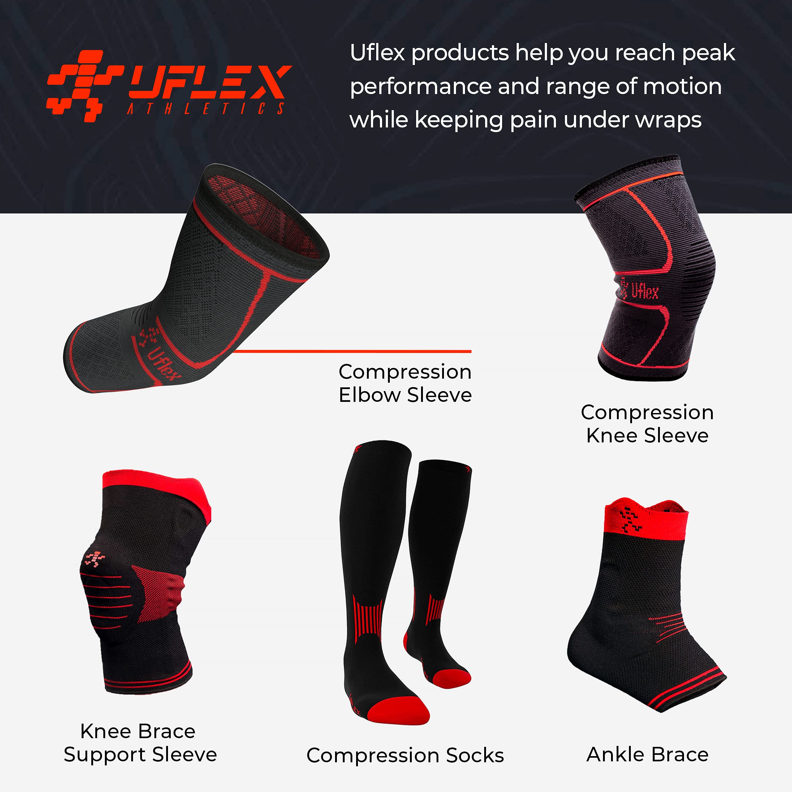 UFlex Athletics Knee Compression Sleeve Support For Women And Men