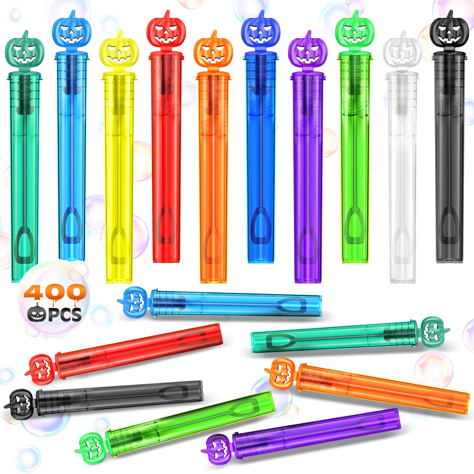 Photo 1 of 400 PCS Bubble Wands, Halloween Party Favors for Kids, Halloween Kids Goodie Bag Stuffers, Great Halloween Treats Toys, Girls Boys Classroom Prizes (10 Colors)