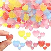 Cinnvoice 120 Pcs Valentine Heart Fake Gumdrops Resin Mini Fake Candy Decor Colorful Spice Drops Ornaments Flatback Embellishments Flat Back Charms for Craft Scrapbooking DIY Making(Cute Style)